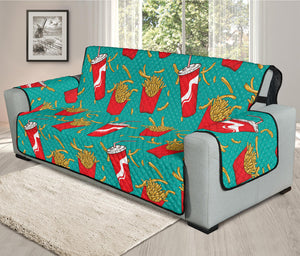 French Fries And Cola Pattern Print Oversized Sofa Protector