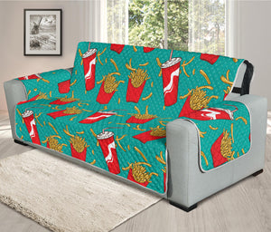 French Fries And Cola Pattern Print Oversized Sofa Protector