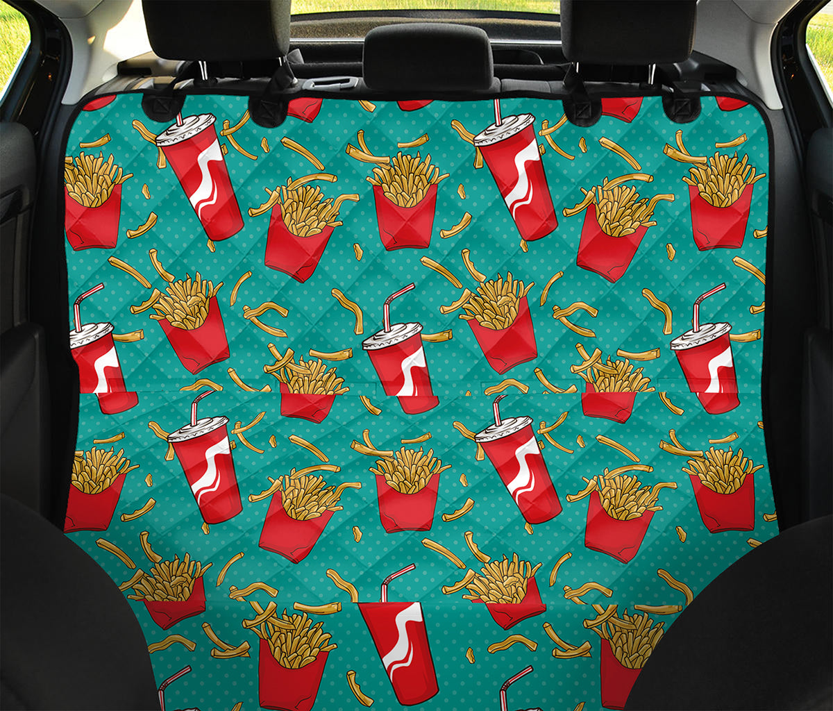 French Fries And Cola Pattern Print Pet Car Back Seat Cover