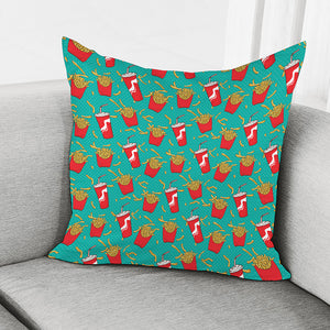 French Fries And Cola Pattern Print Pillow Cover