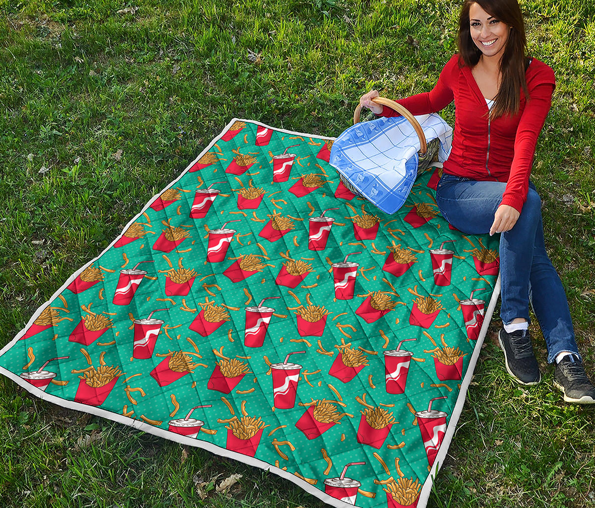 French Fries And Cola Pattern Print Quilt