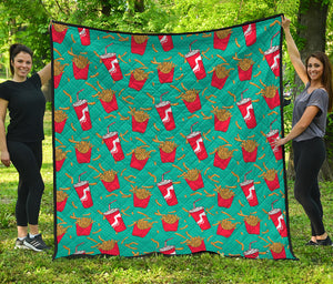 French Fries And Cola Pattern Print Quilt