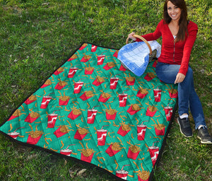 French Fries And Cola Pattern Print Quilt