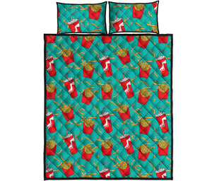 French Fries And Cola Pattern Print Quilt Bed Set