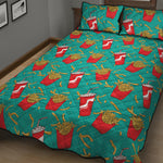 French Fries And Cola Pattern Print Quilt Bed Set