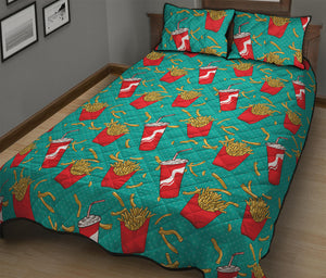 French Fries And Cola Pattern Print Quilt Bed Set