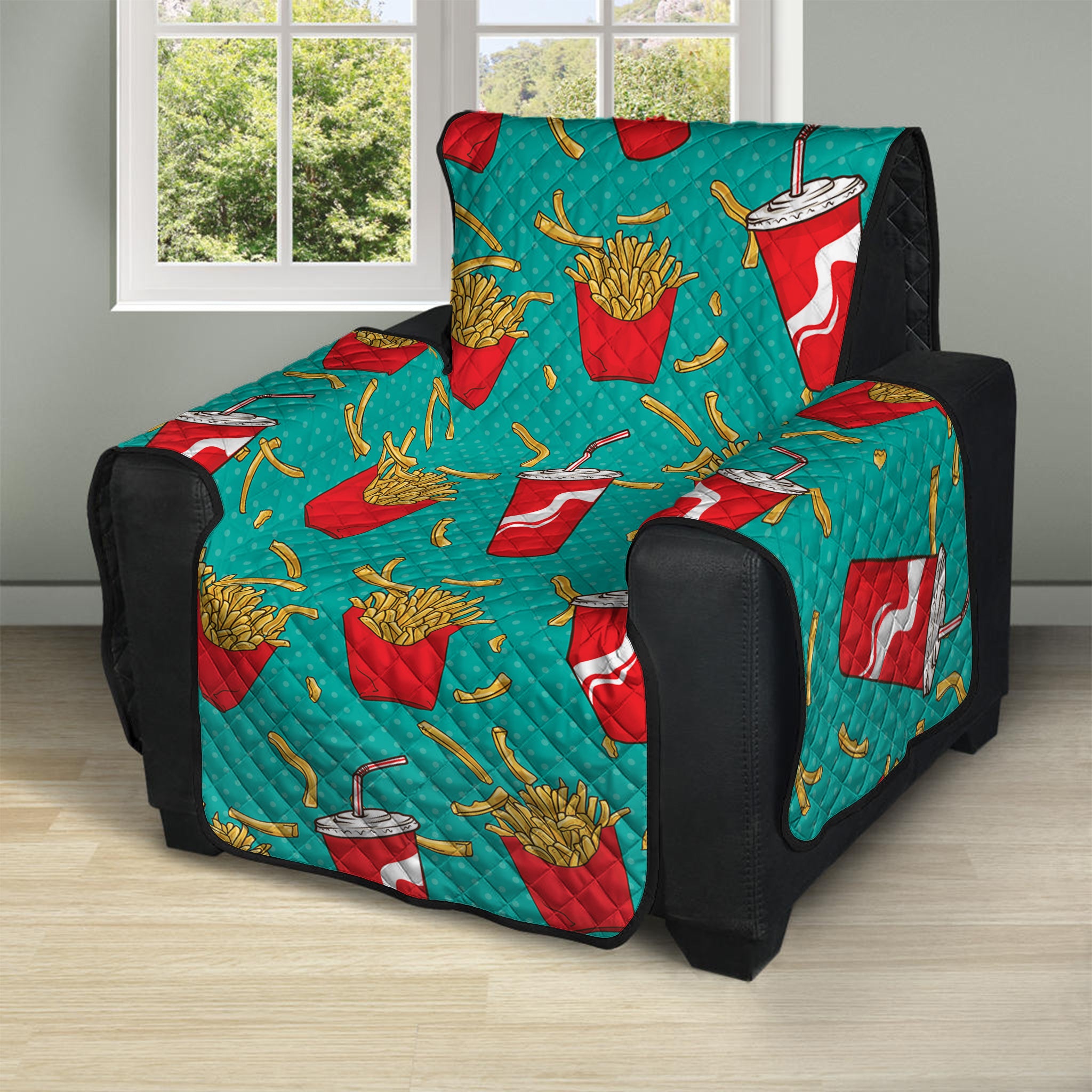 French Fries And Cola Pattern Print Recliner Protector