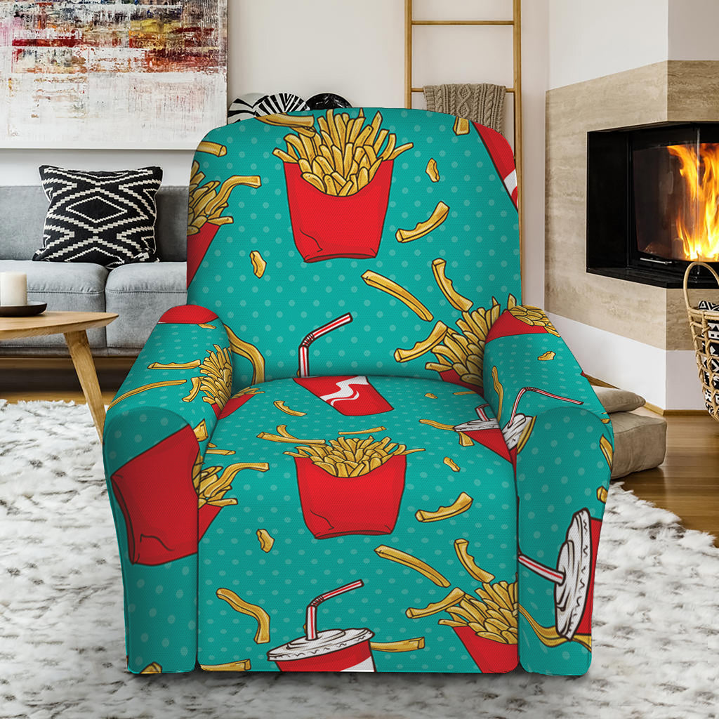 French Fries And Cola Pattern Print Recliner Slipcover