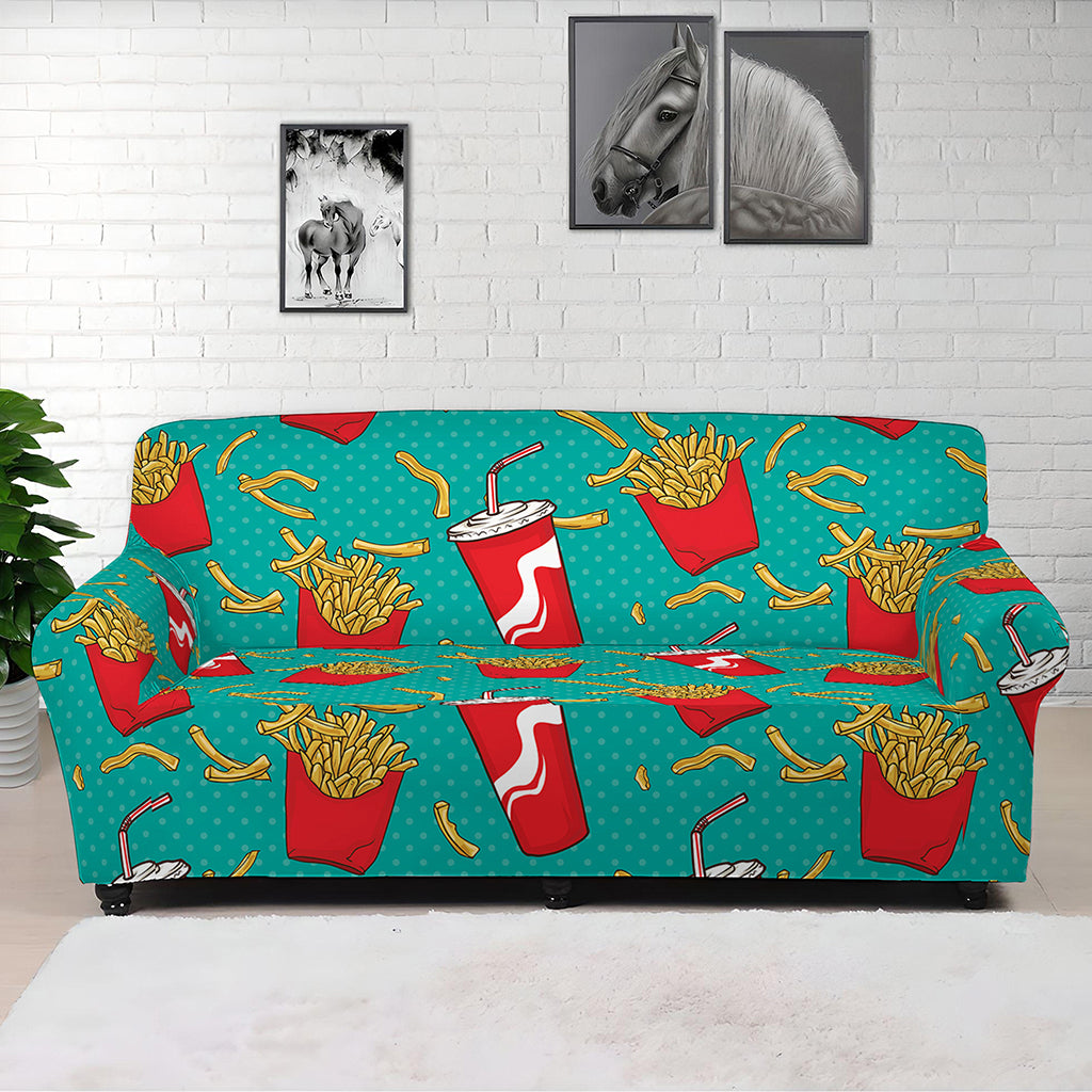 French Fries And Cola Pattern Print Sofa Cover