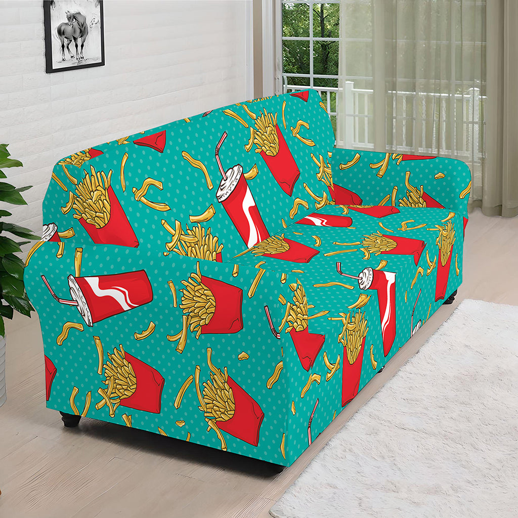 French Fries And Cola Pattern Print Sofa Cover