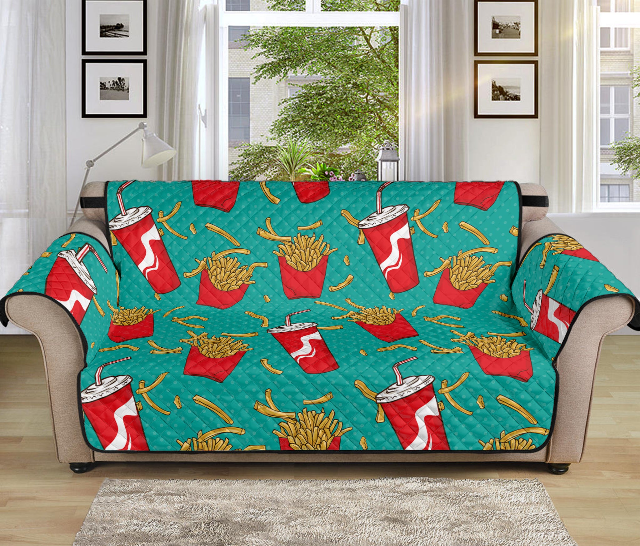 French Fries And Cola Pattern Print Sofa Protector