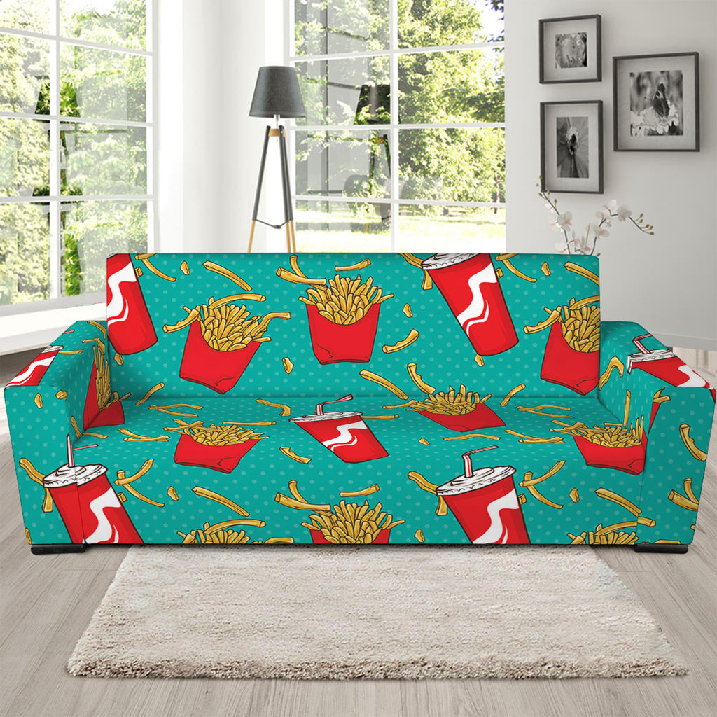 French Fries And Cola Pattern Print Sofa Slipcover