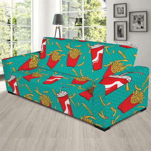 French Fries And Cola Pattern Print Sofa Slipcover