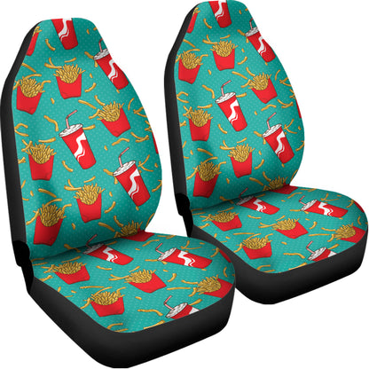 French Fries And Cola Pattern Print Universal Fit Car Seat Covers