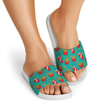 French Fries And Cola Pattern Print White Slide Sandals