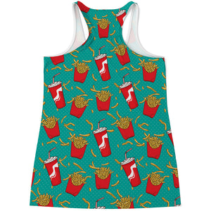 French Fries And Cola Pattern Print Women's Racerback Tank Top