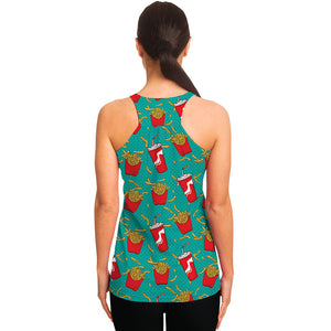 French Fries And Cola Pattern Print Women's Racerback Tank Top