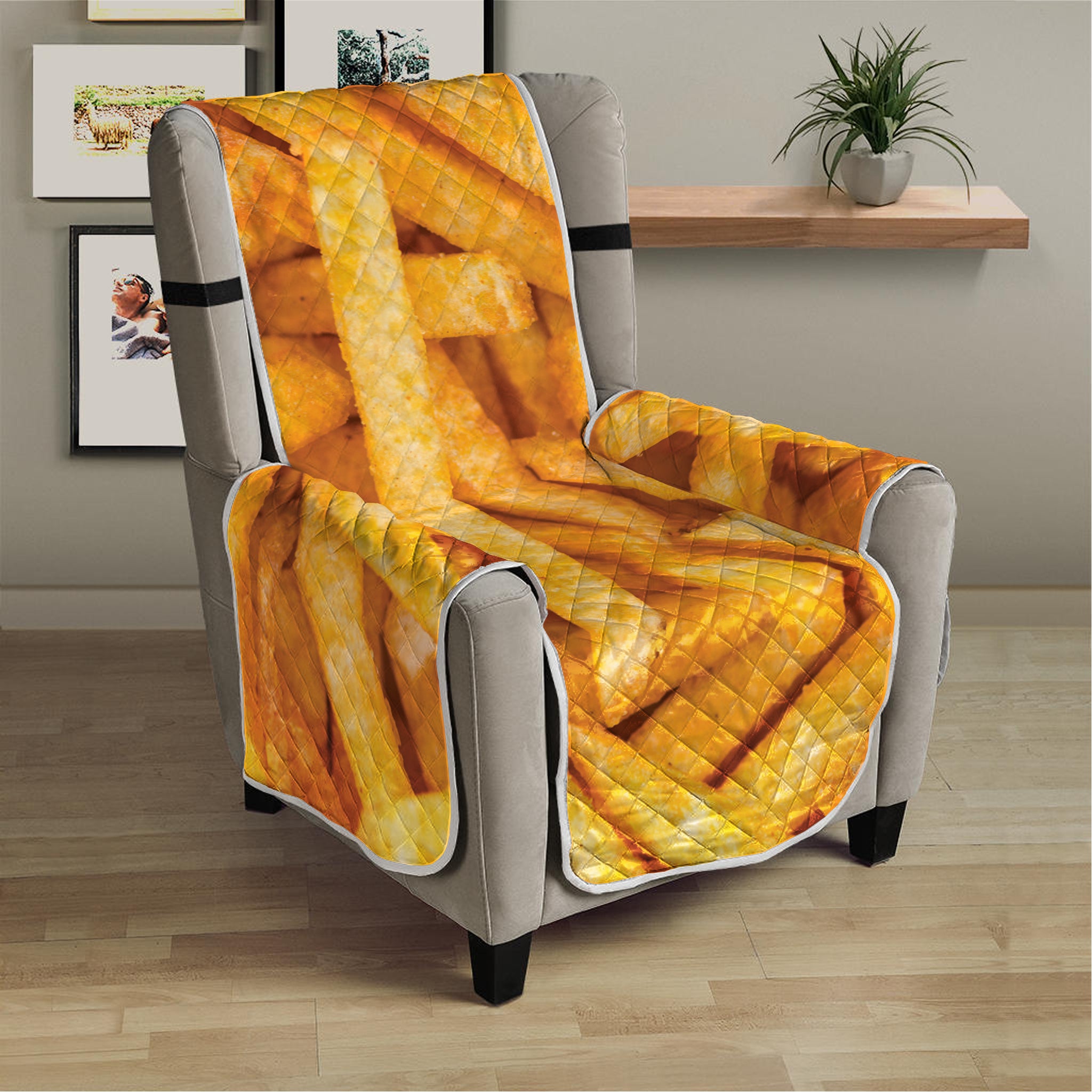 French Fries Print Armchair Protector