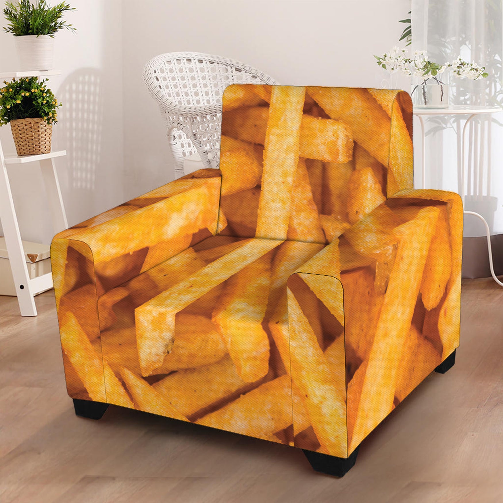 French Fries Print Armchair Slipcover