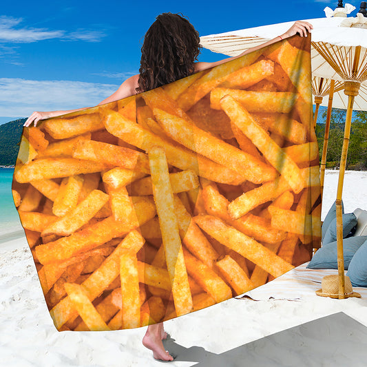 French Fries Print Beach Sarong Wrap