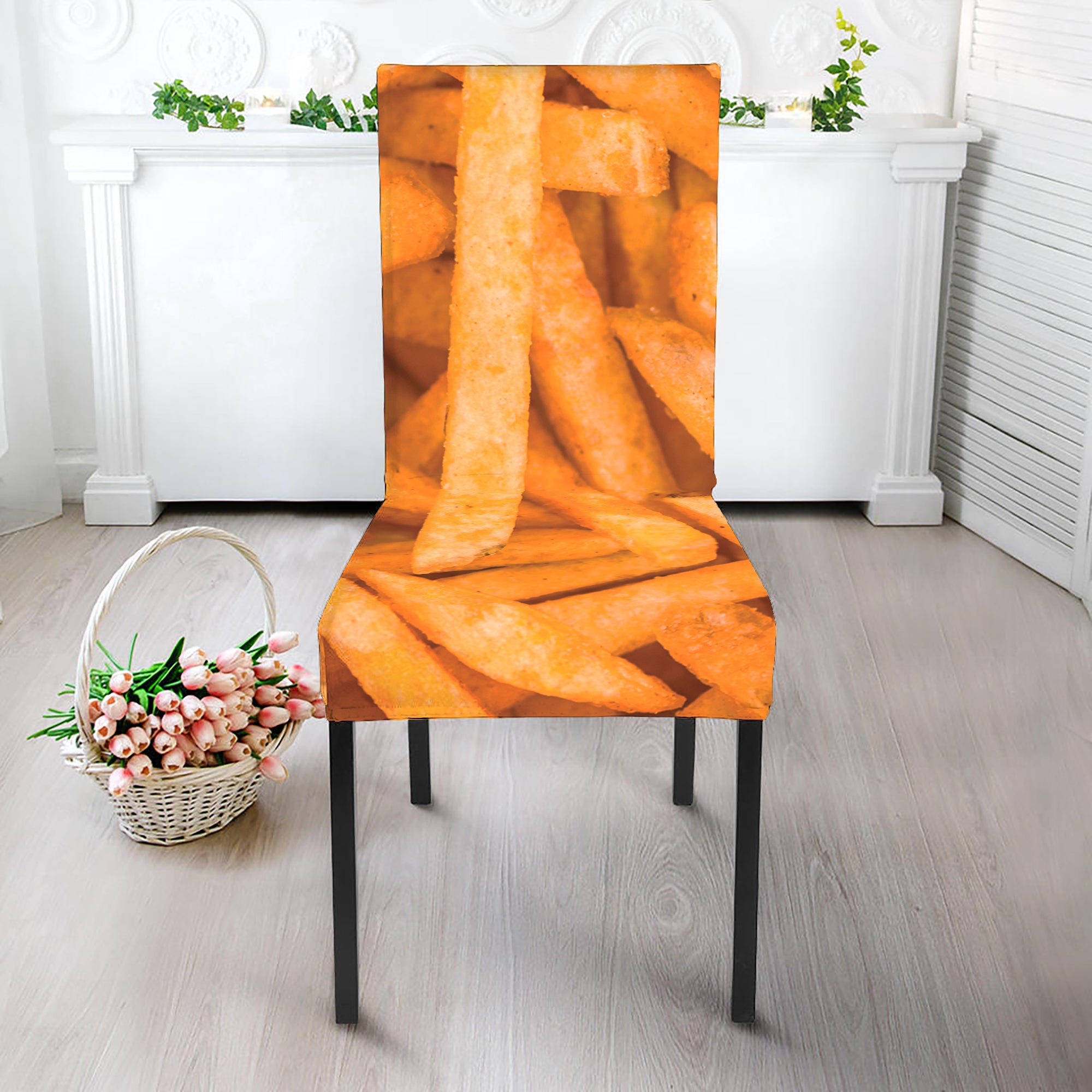 French Fries Print Dining Chair Slipcover