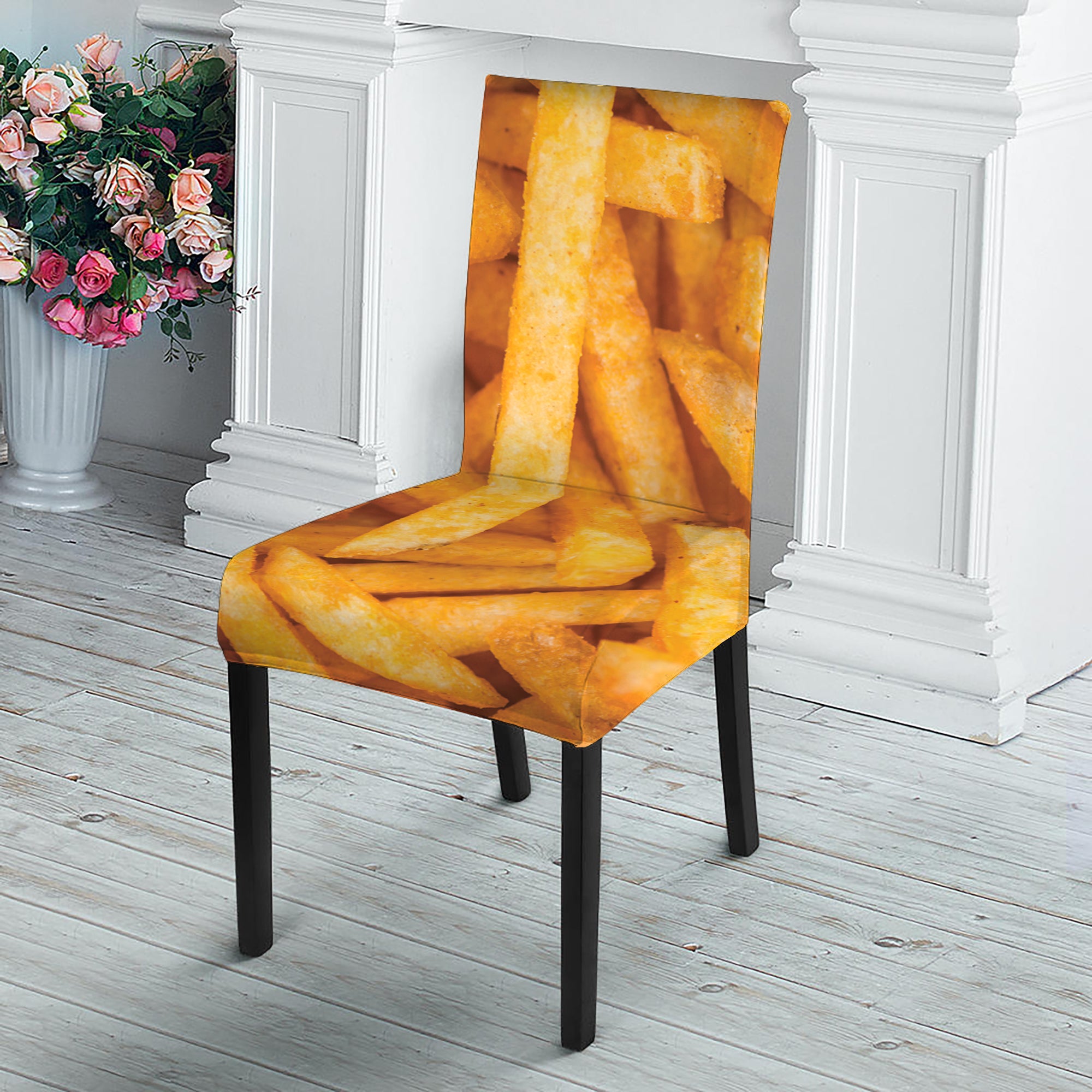 French Fries Print Dining Chair Slipcover