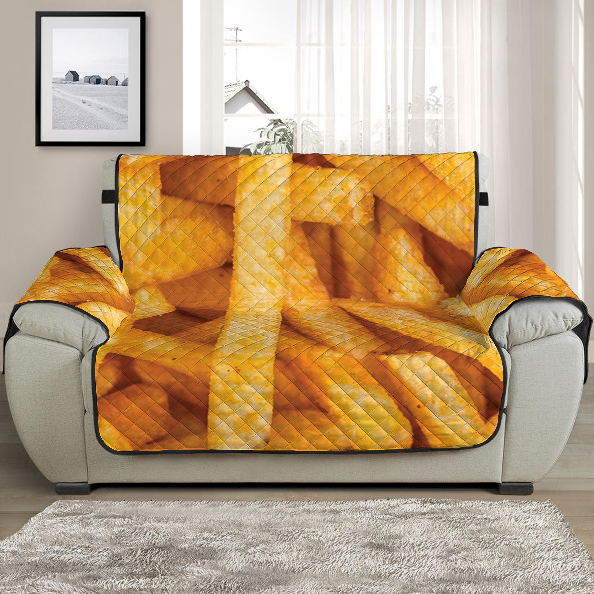 French Fries Print Half Sofa Protector