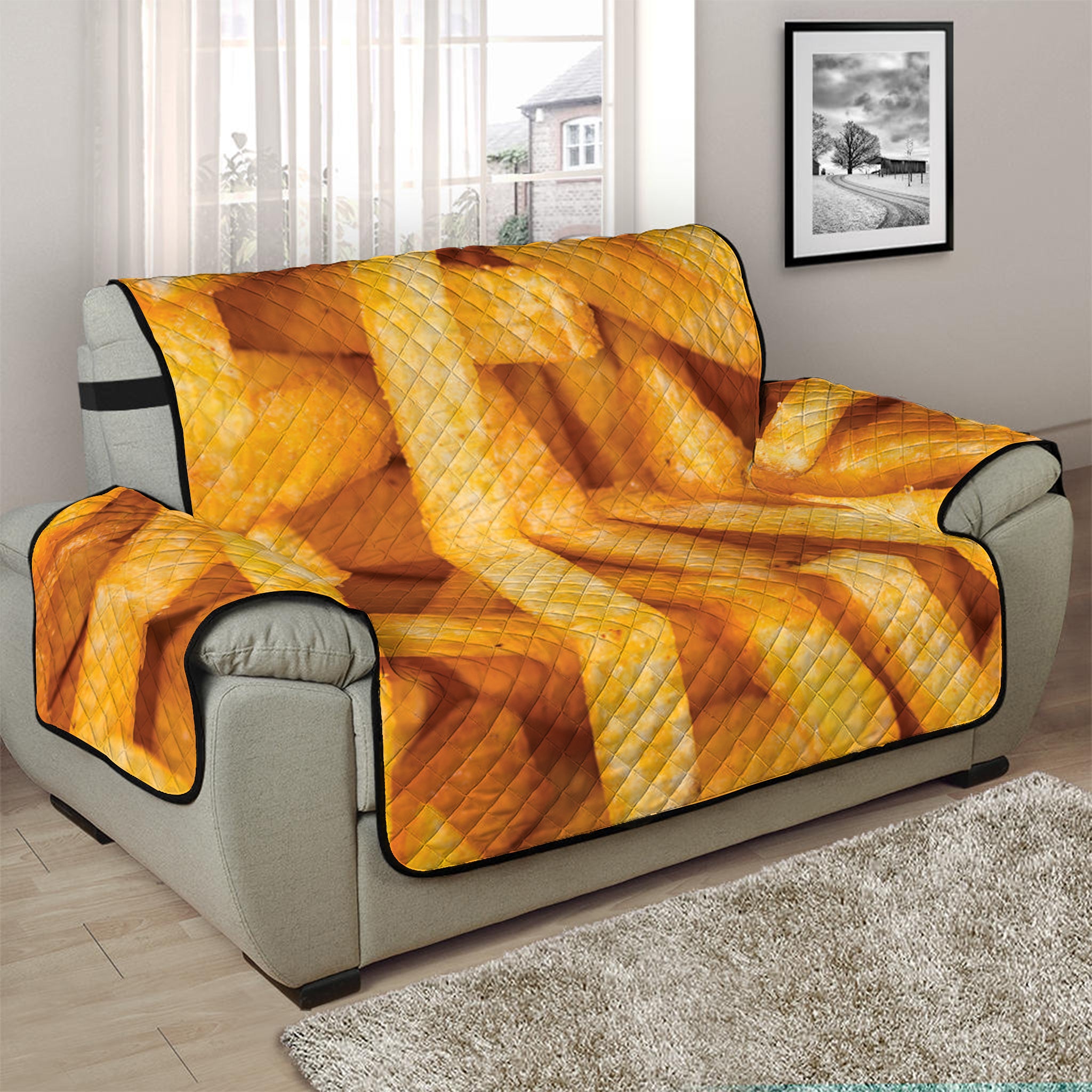 French Fries Print Half Sofa Protector