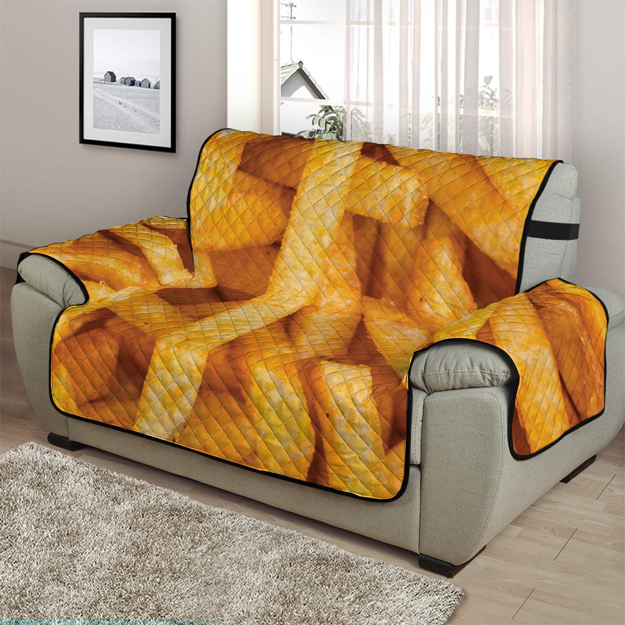 French Fries Print Half Sofa Protector