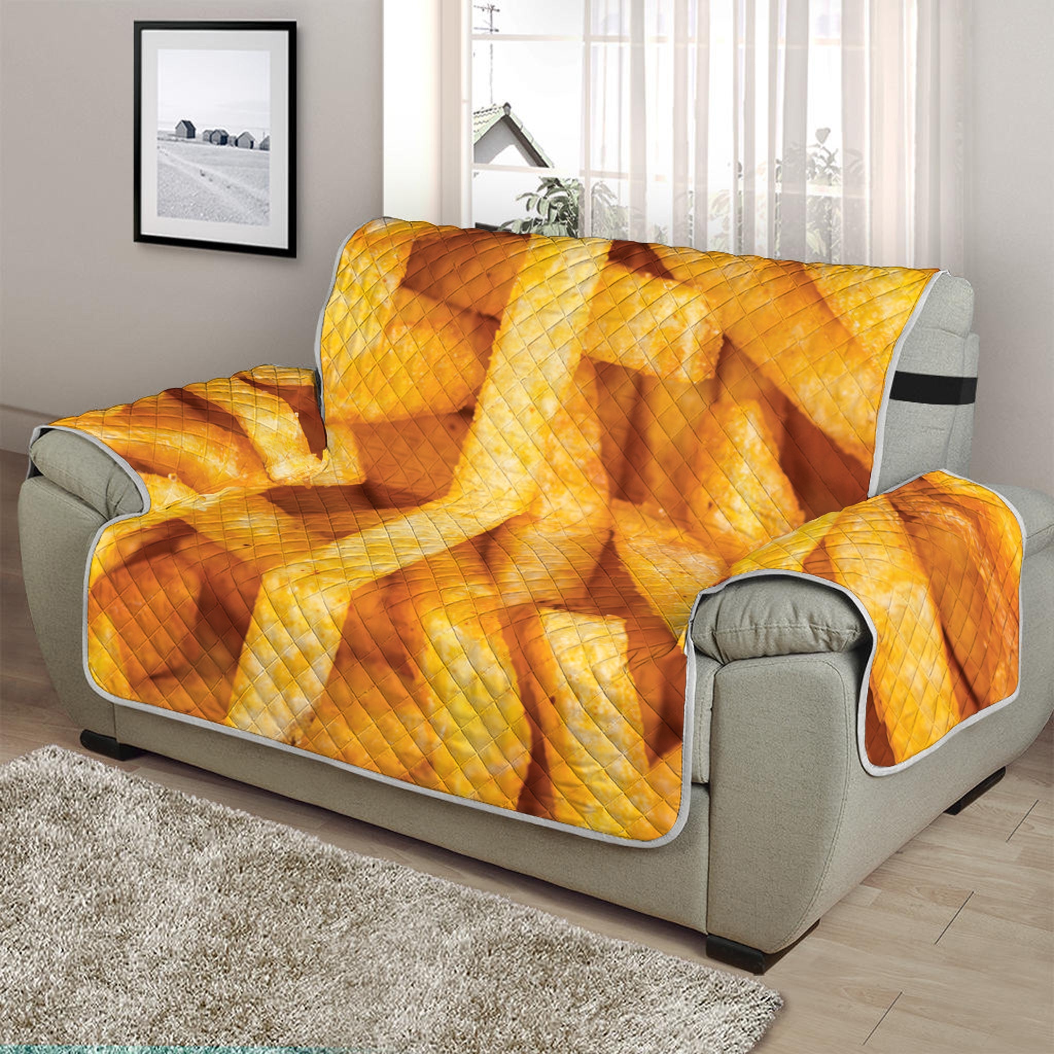 French Fries Print Half Sofa Protector