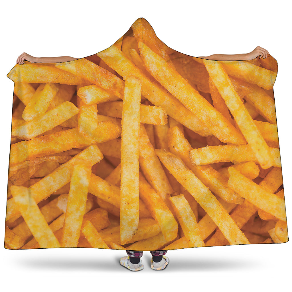 French Fries Print Hooded Blanket