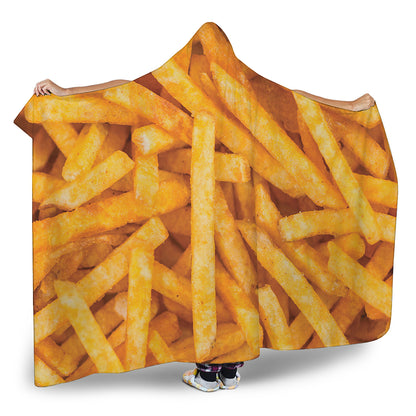 French Fries Print Hooded Blanket