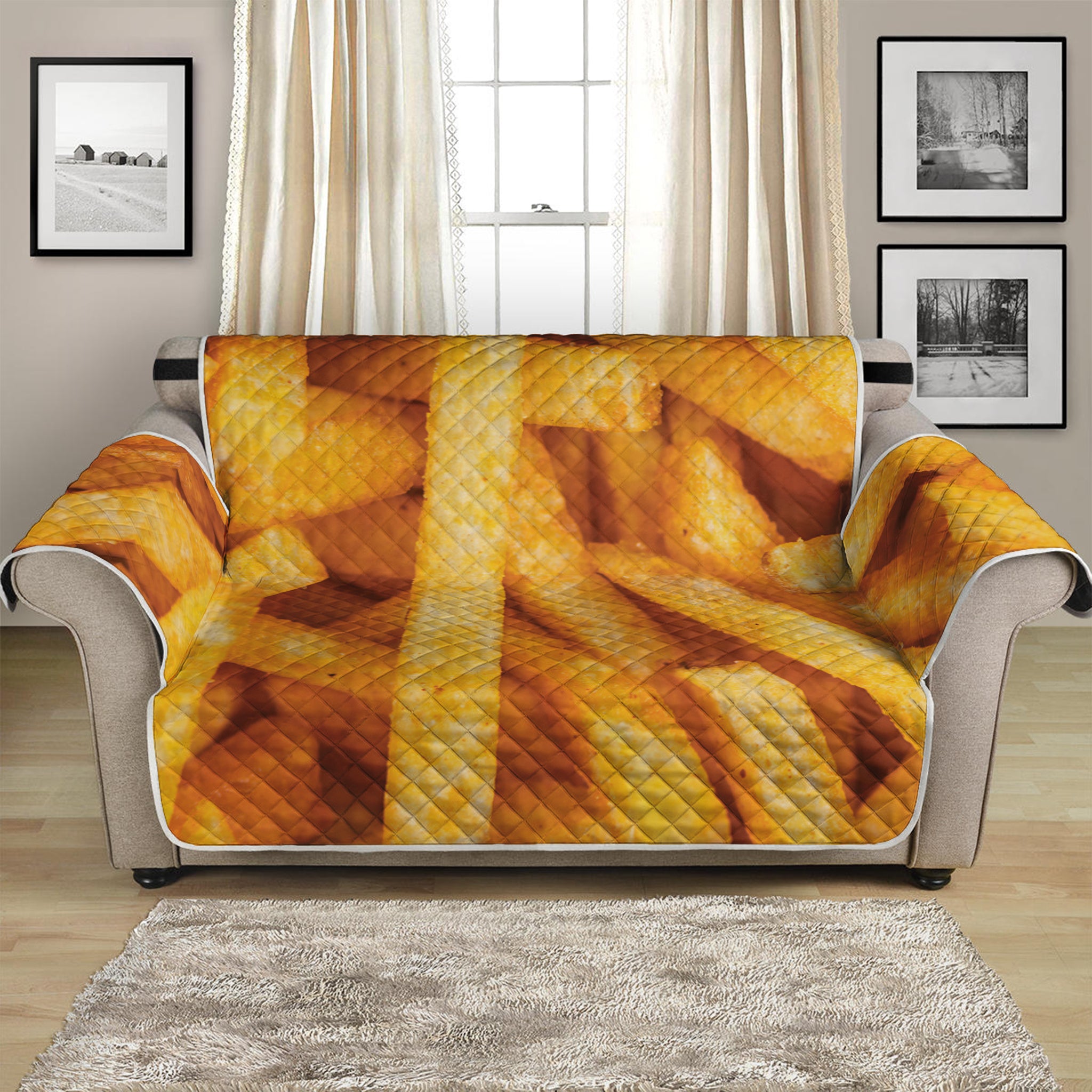 French Fries Print Loveseat Protector