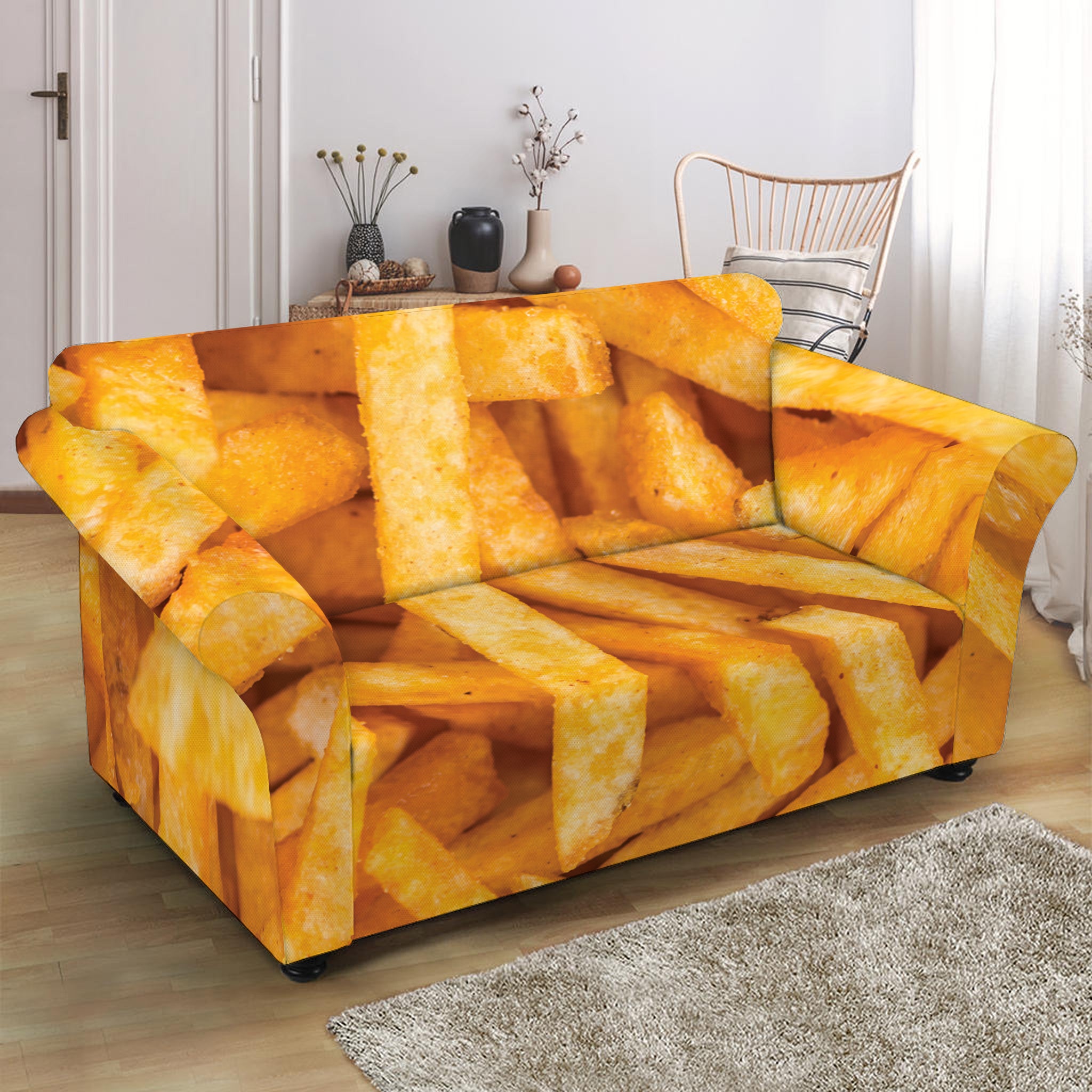 French Fries Print Loveseat Slipcover