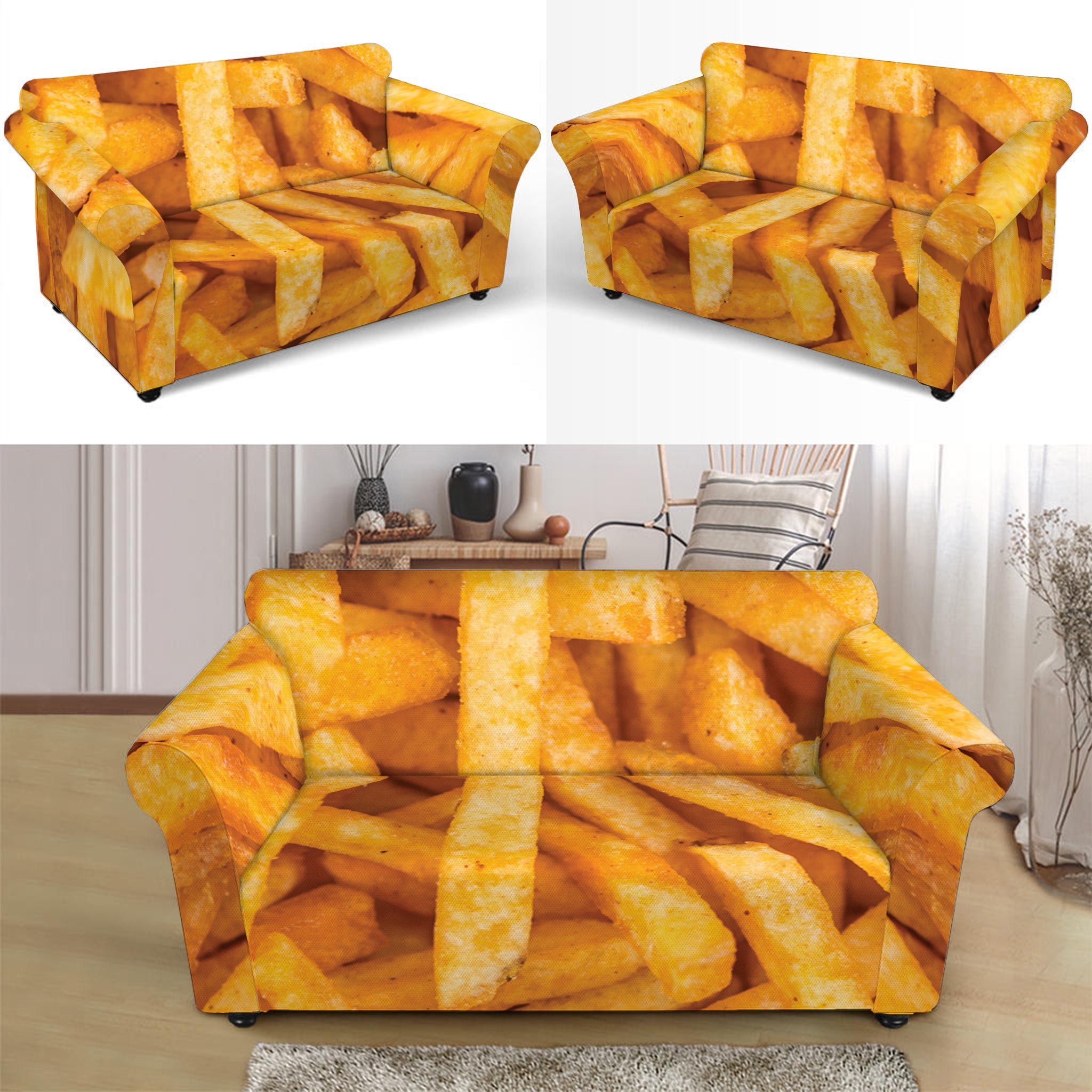 French Fries Print Loveseat Slipcover