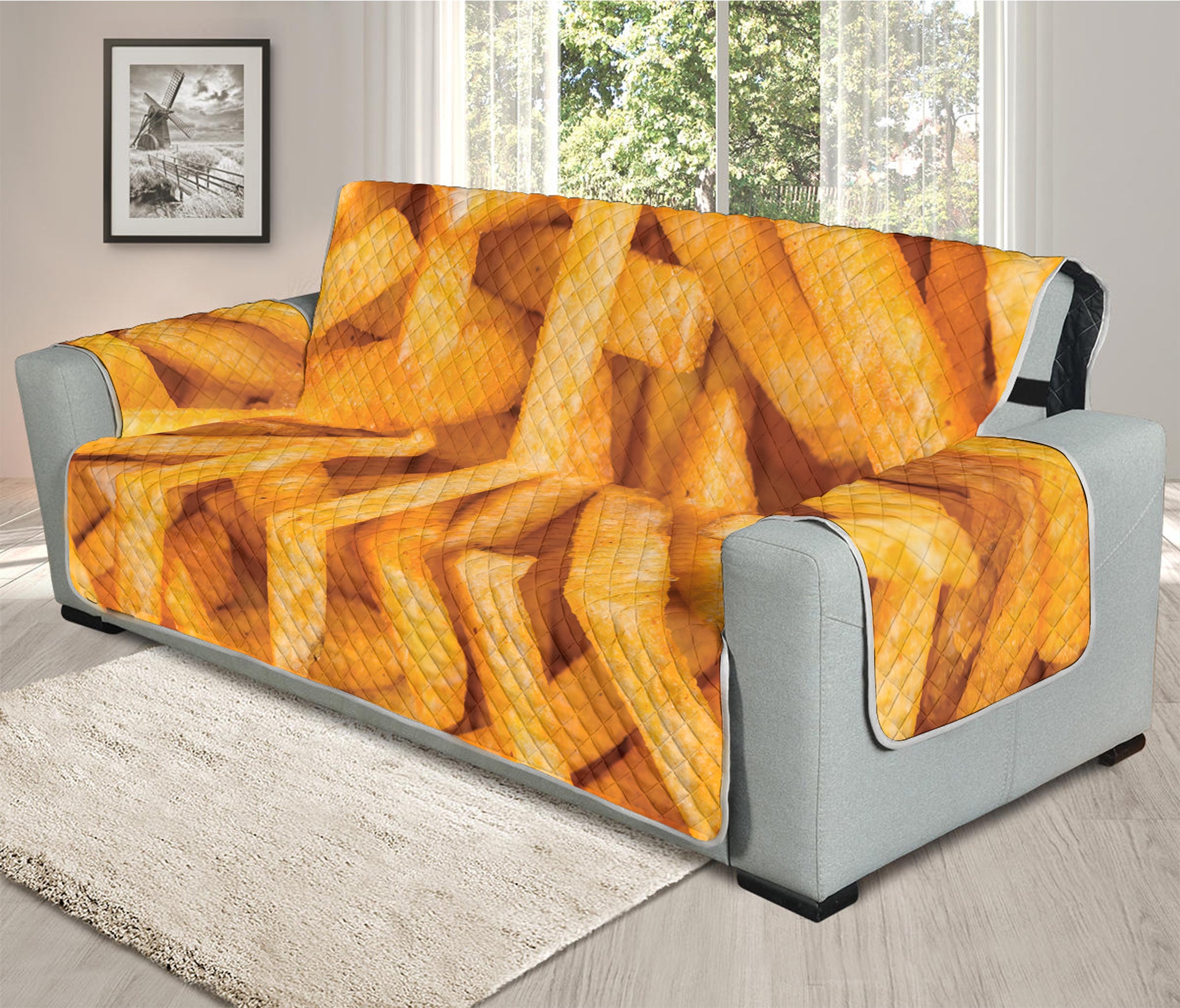 French Fries Print Oversized Sofa Protector