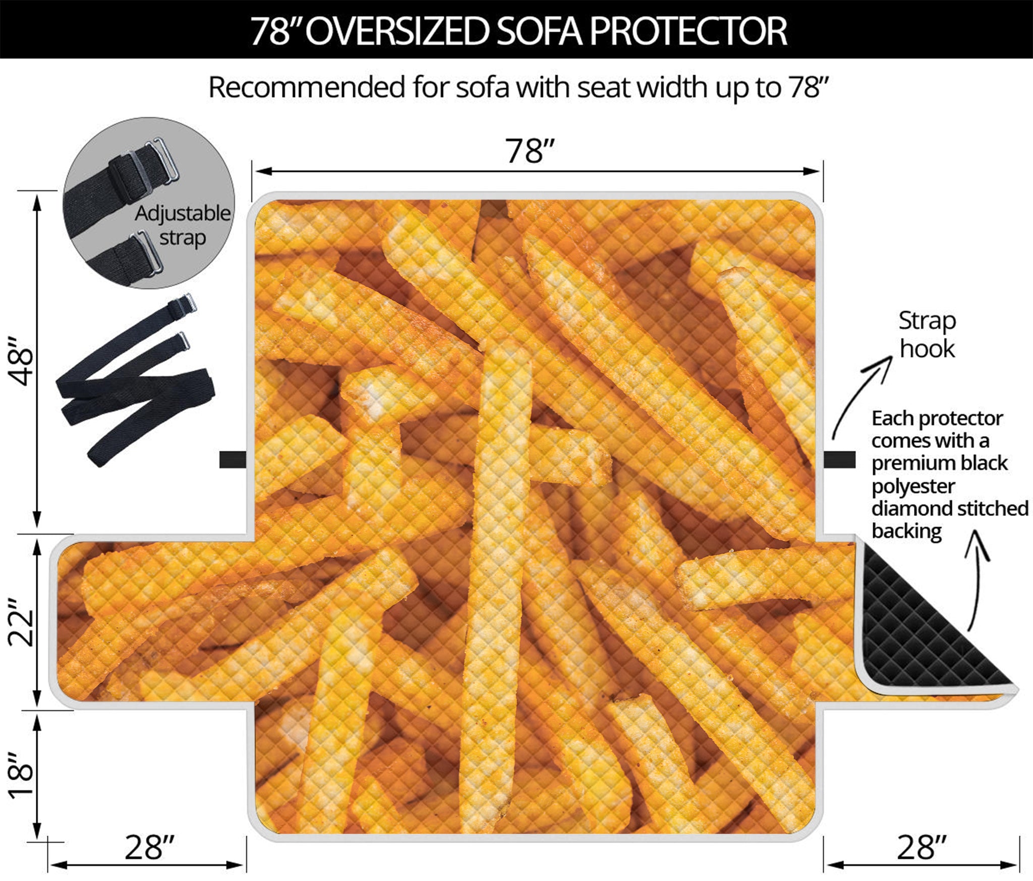 French Fries Print Oversized Sofa Protector