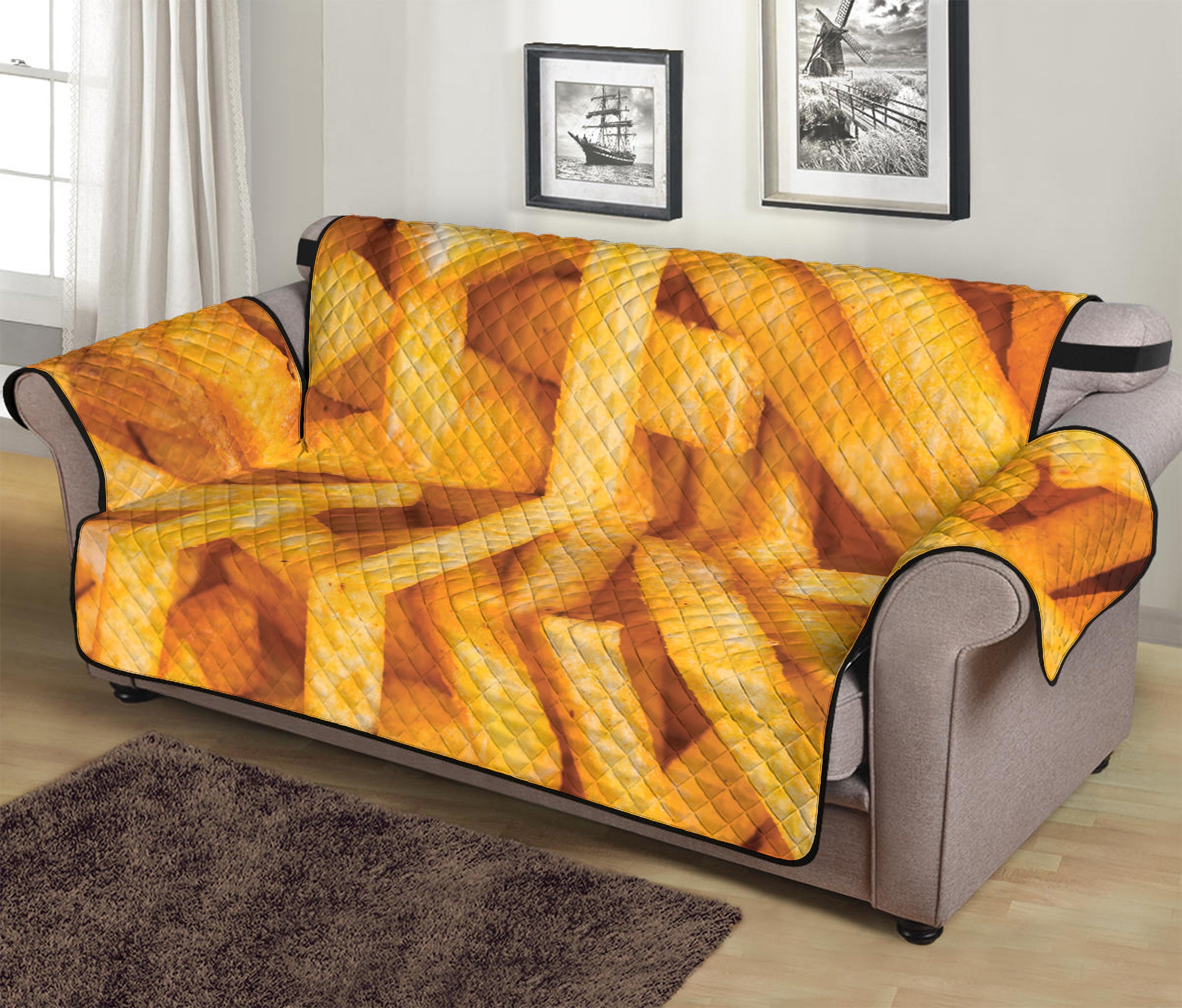 French Fries Print Sofa Protector