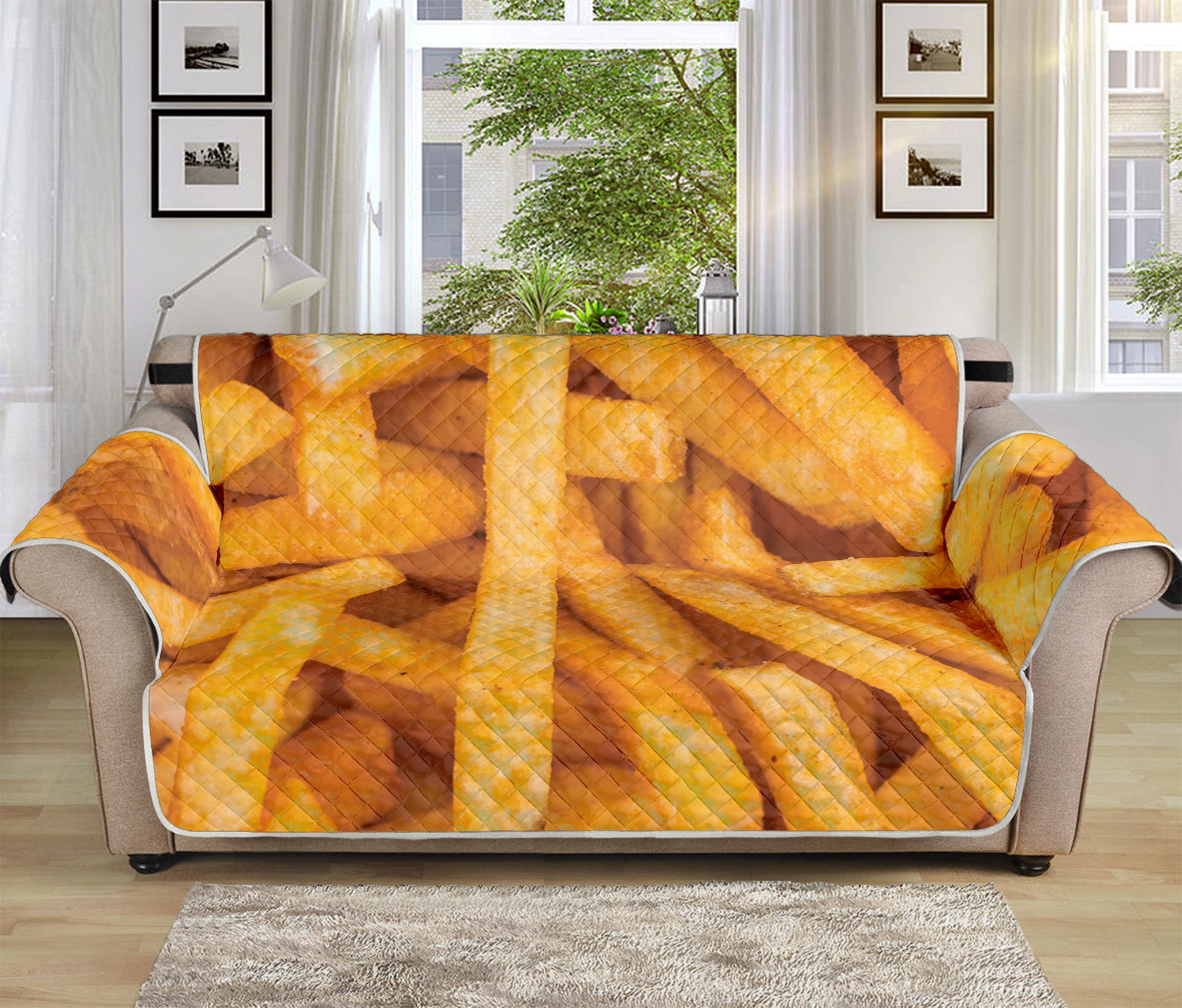 French Fries Print Sofa Protector