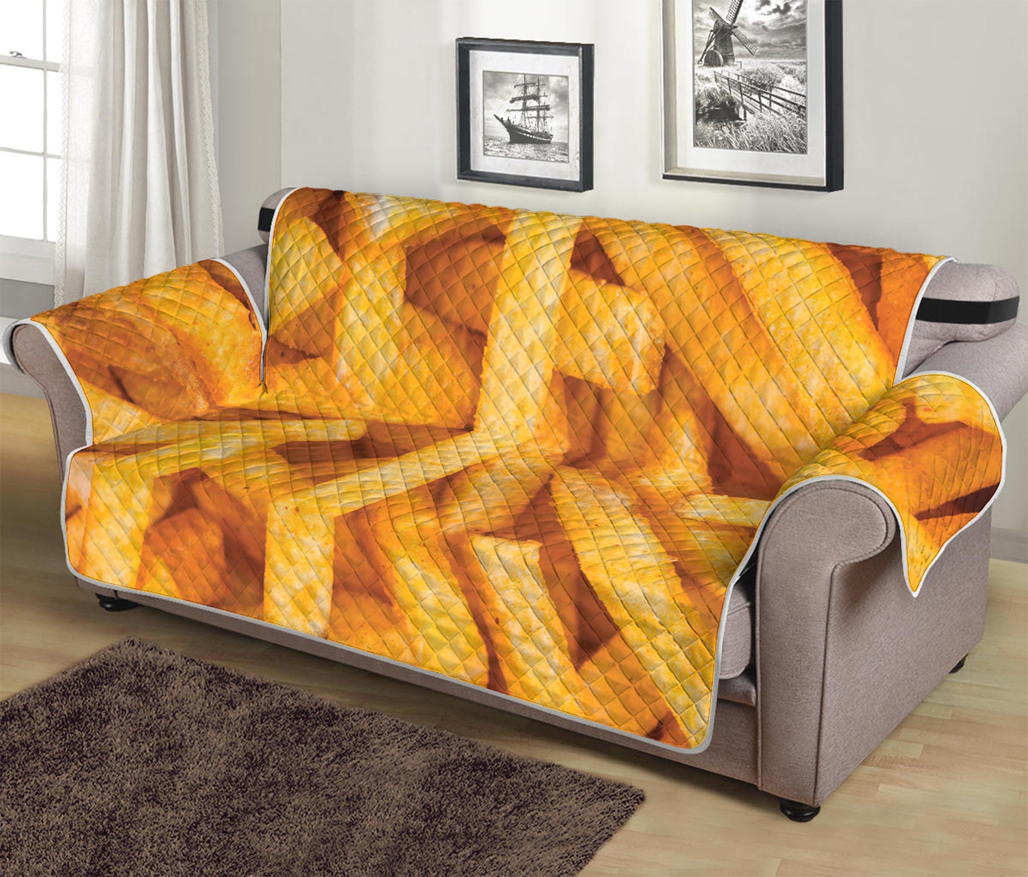 French Fries Print Sofa Protector