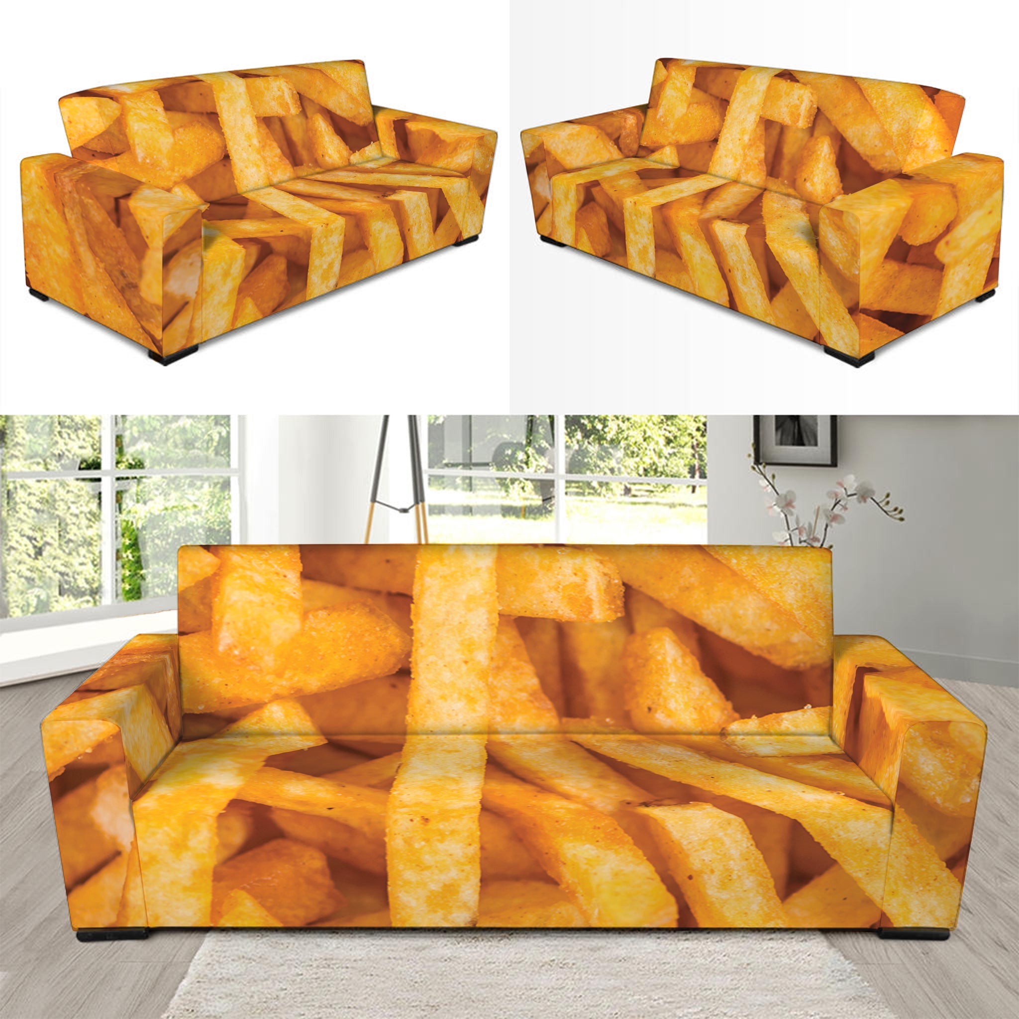 French Fries Print Sofa Slipcover