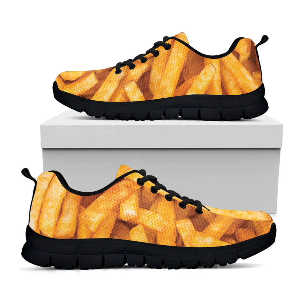 French Fries Texture Print Black Sneakers