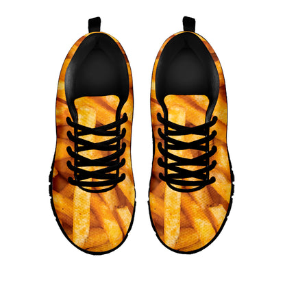 French Fries Texture Print Black Sneakers