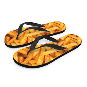 French Fries Texture Print Flip Flops