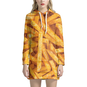 French Fries Texture Print Hoodie Dress