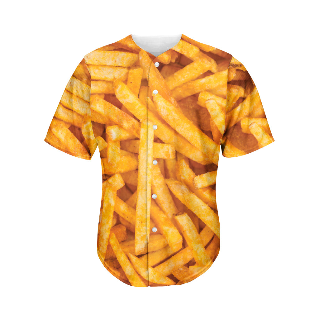 French Fries Texture Print Men's Baseball Jersey