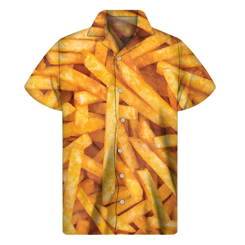 French Fries Texture Print Men's Short Sleeve Shirt