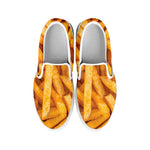 French Fries Texture Print White Slip On Shoes