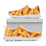 French Fries Texture Print White Sneakers