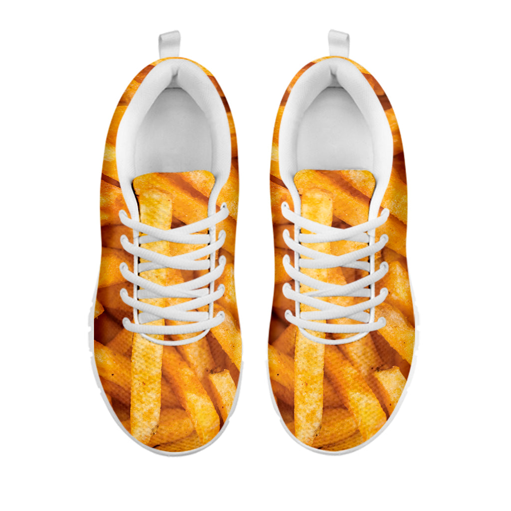 French Fries Texture Print White Sneakers